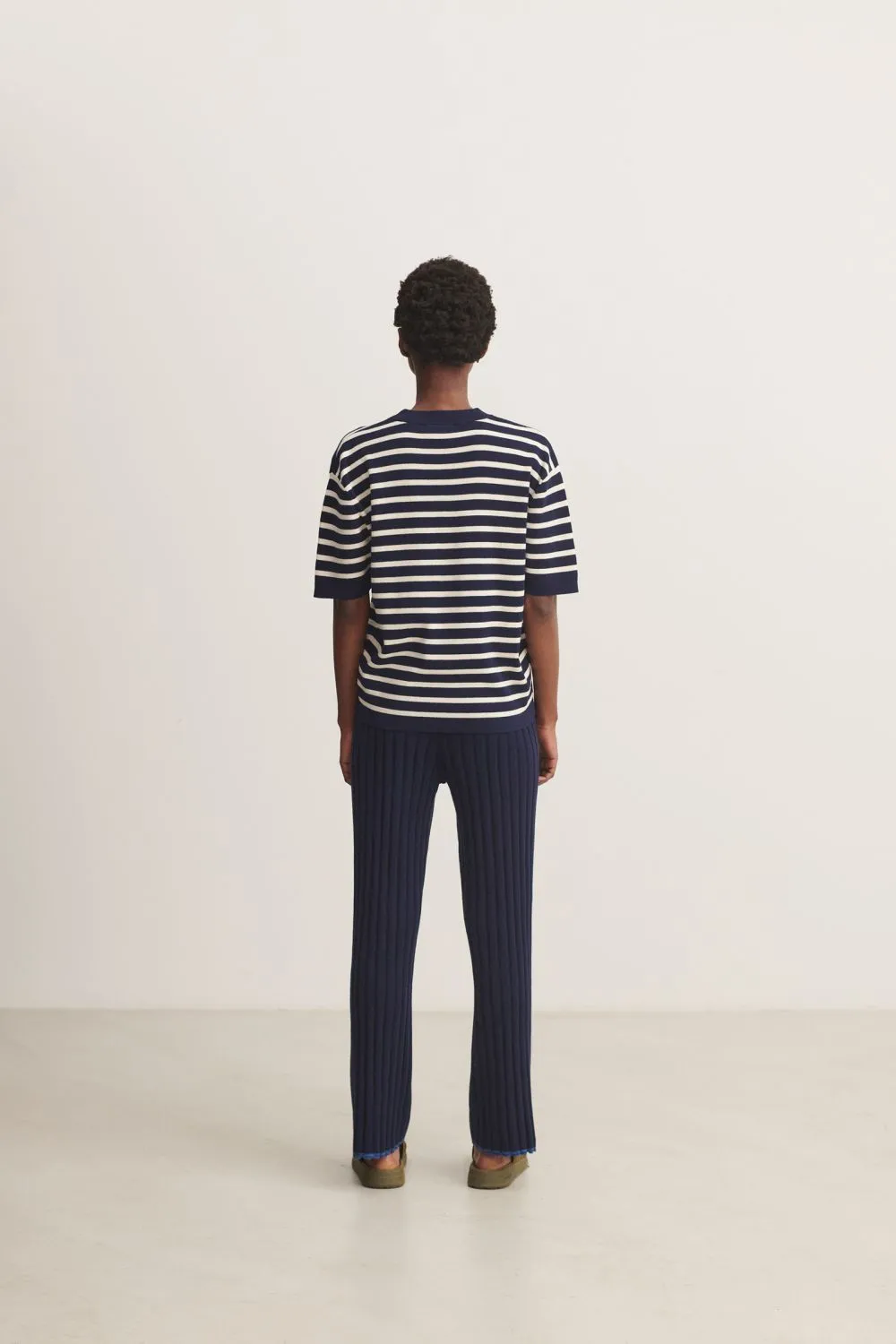 Striped Tee (Dark Navy/Ecru) - FUB
