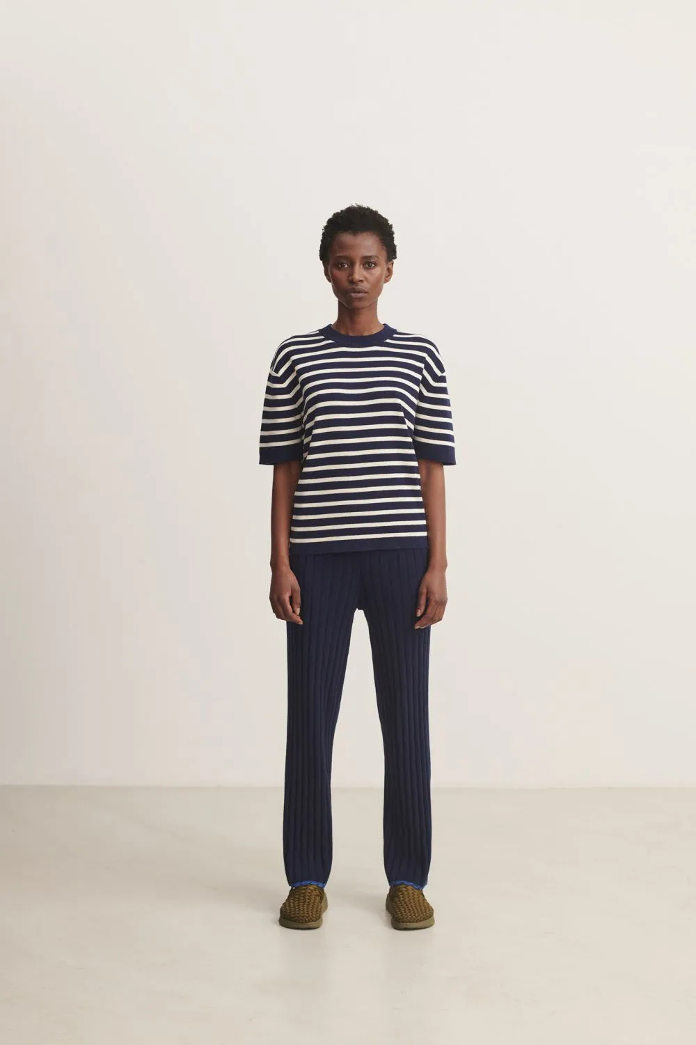 Striped Tee (Dark Navy/Ecru) - FUB