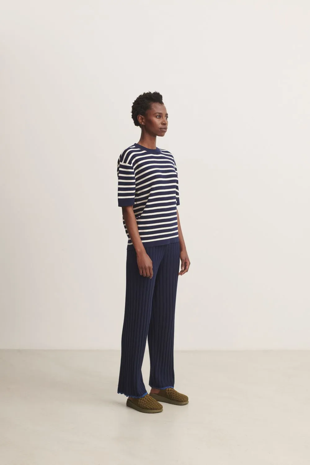 Striped Tee (Dark Navy/Ecru) - FUB