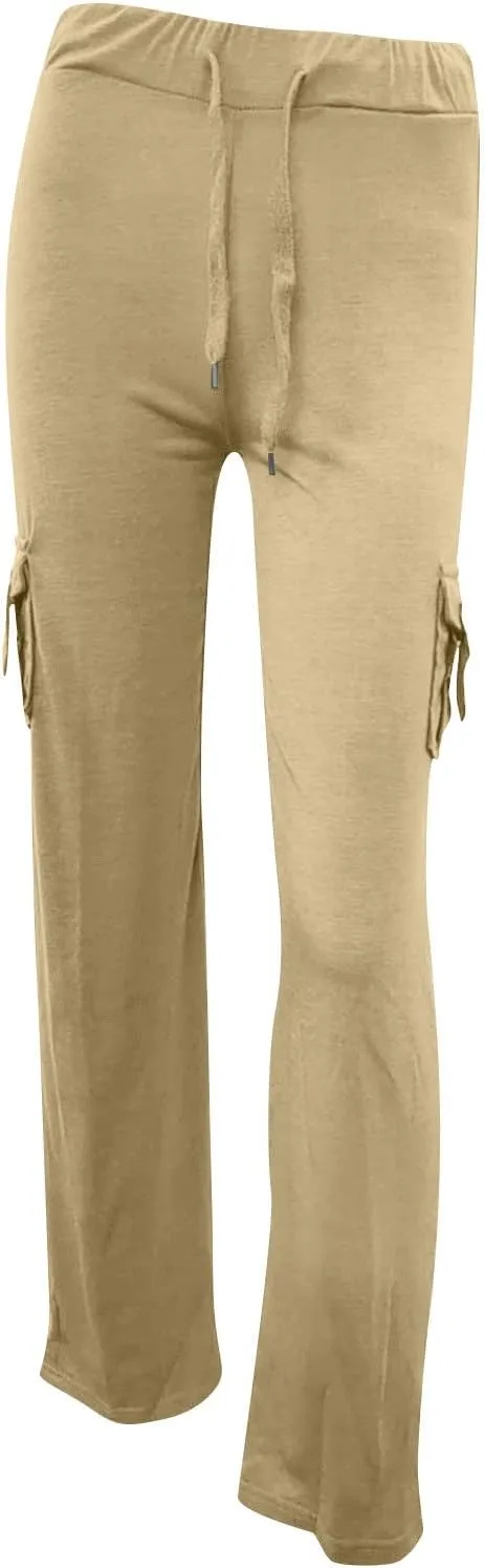 Sweatpants for Women Wide Leg Cargo Pants High Rise Yoga Leggings with Pockets Plus Size Y2K Drawstring Straight Leg Pants