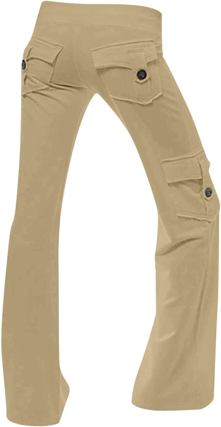 Sweatpants for Women Wide Leg Cargo Pants High Rise Yoga Leggings with Pockets Plus Size Y2K Drawstring Straight Leg Pants
