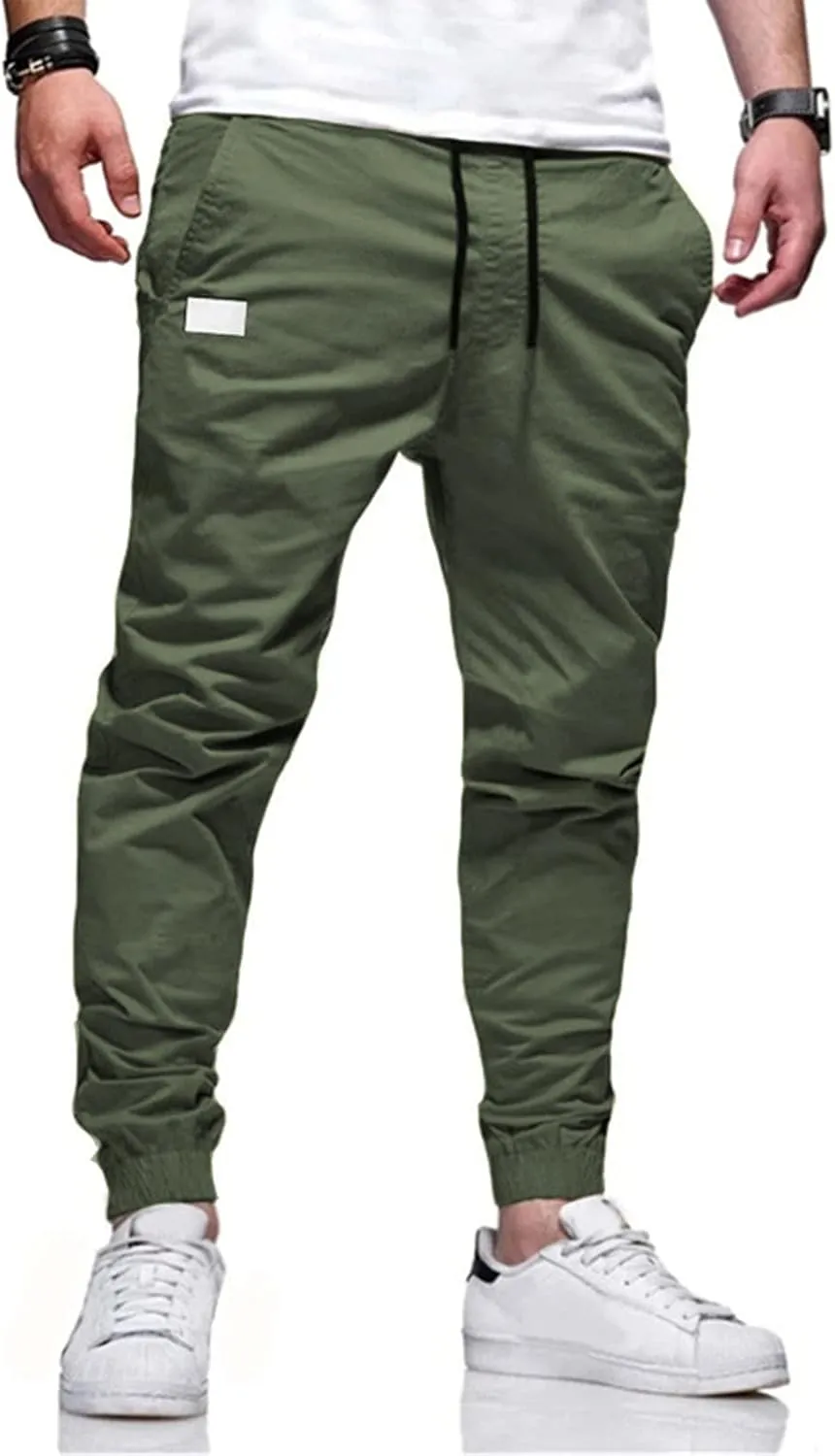 Tactical Pants for Men Stretch Waist Big and Tall Baggy Sweatpants Casual Plus Size Workout Athletic Chino Pants with Pockets