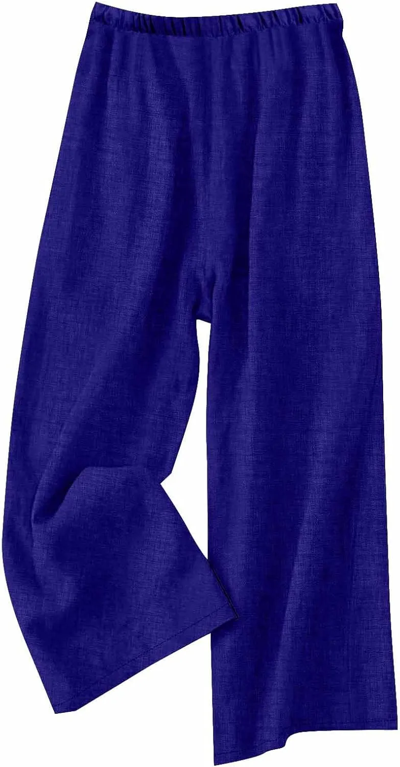 TARIENDY Womens High Waisted Pants 2025 Summer Casual Trousers Wide Leg Lightweight Pants Elastic Drawstring Comfy Pants