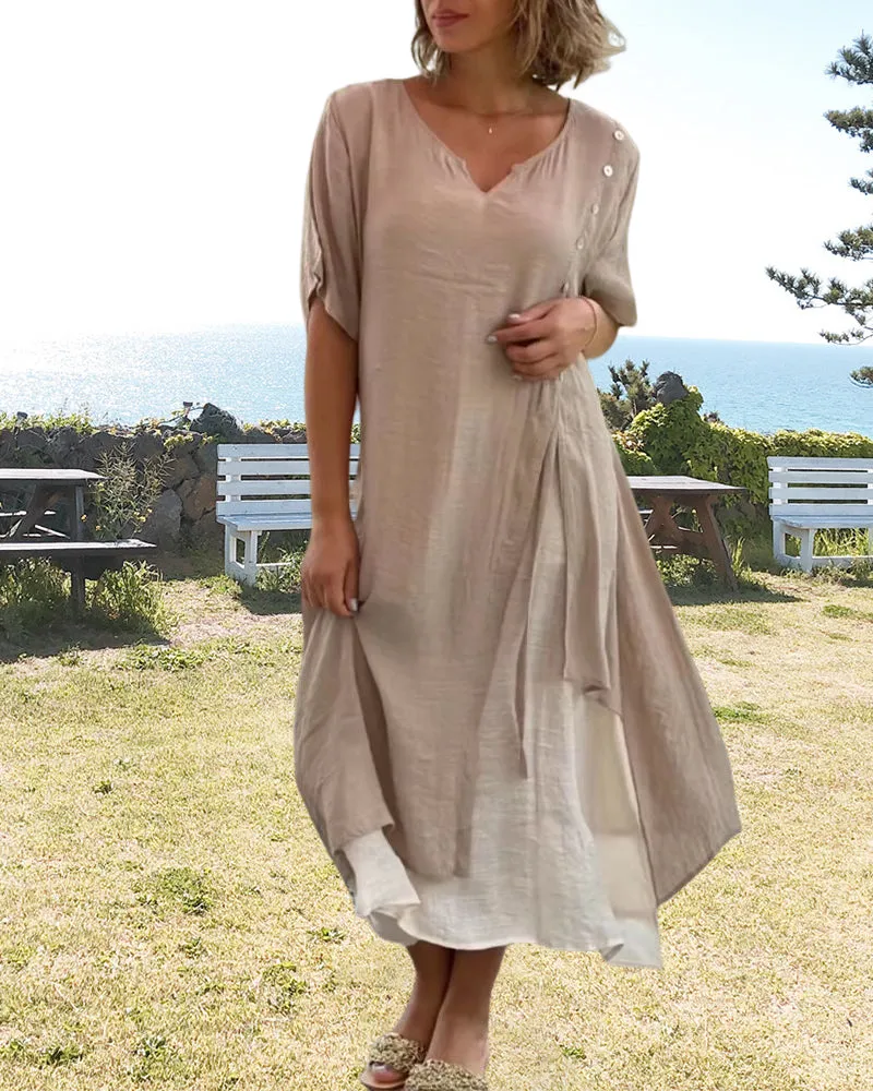 TastyHottie - Casual Asymmetrical Dress with Short Sleeves
