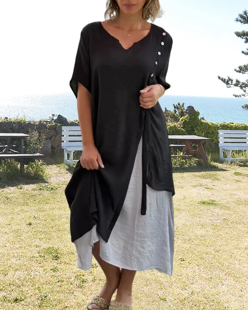 TastyHottie - Casual Asymmetrical Dress with Short Sleeves