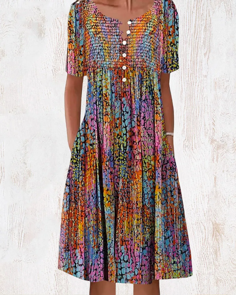 TastyHottie - Colorful short sleeve v-neck dress