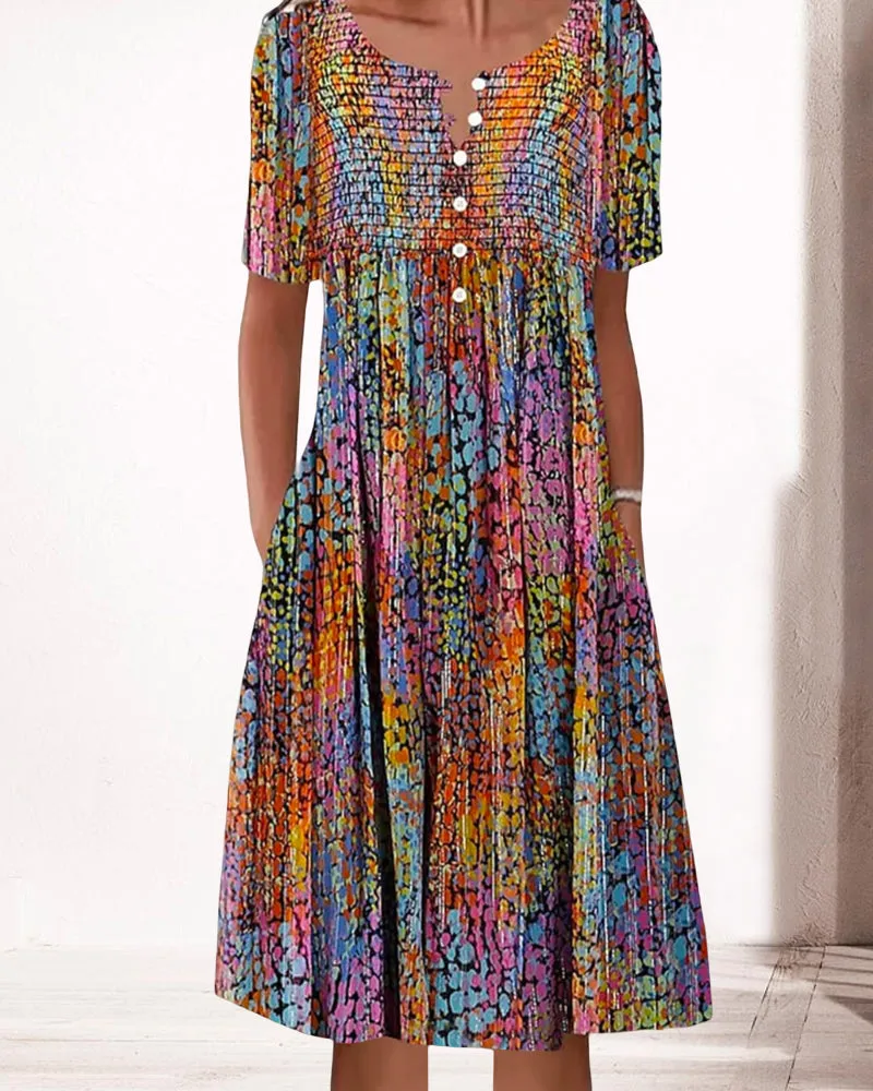 TastyHottie - Colorful short sleeve v-neck dress