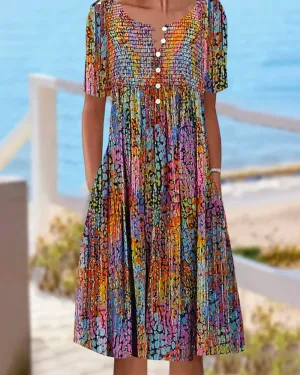 TastyHottie - Colorful short sleeve v-neck dress