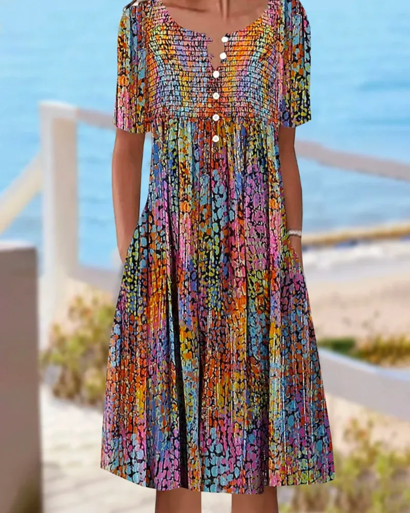 TastyHottie - Colorful short sleeve v-neck dress