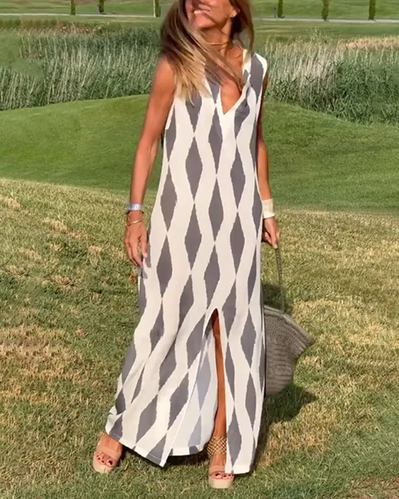 TastyHottie - Diamond print slit dress