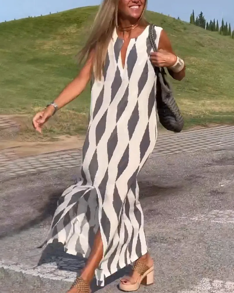 TastyHottie - Diamond print slit dress