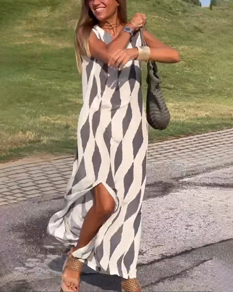 TastyHottie - Diamond print slit dress