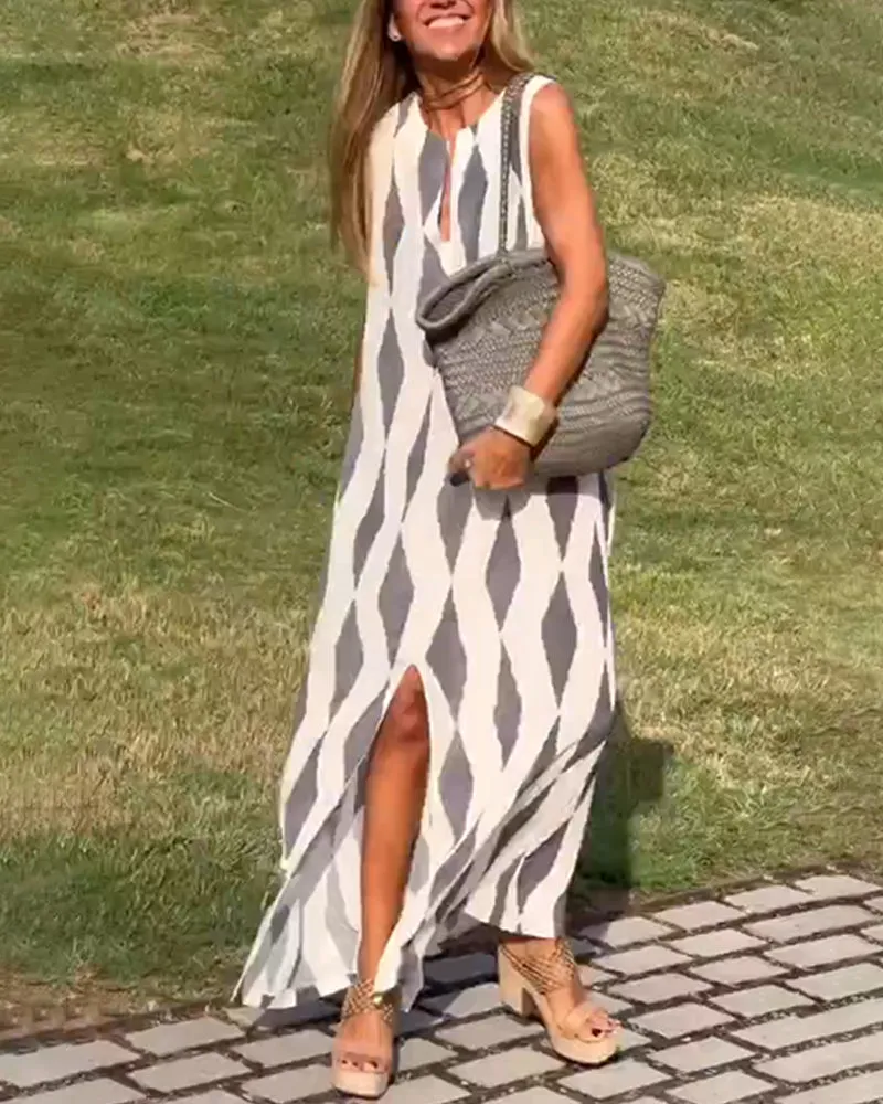TastyHottie - Diamond print slit dress