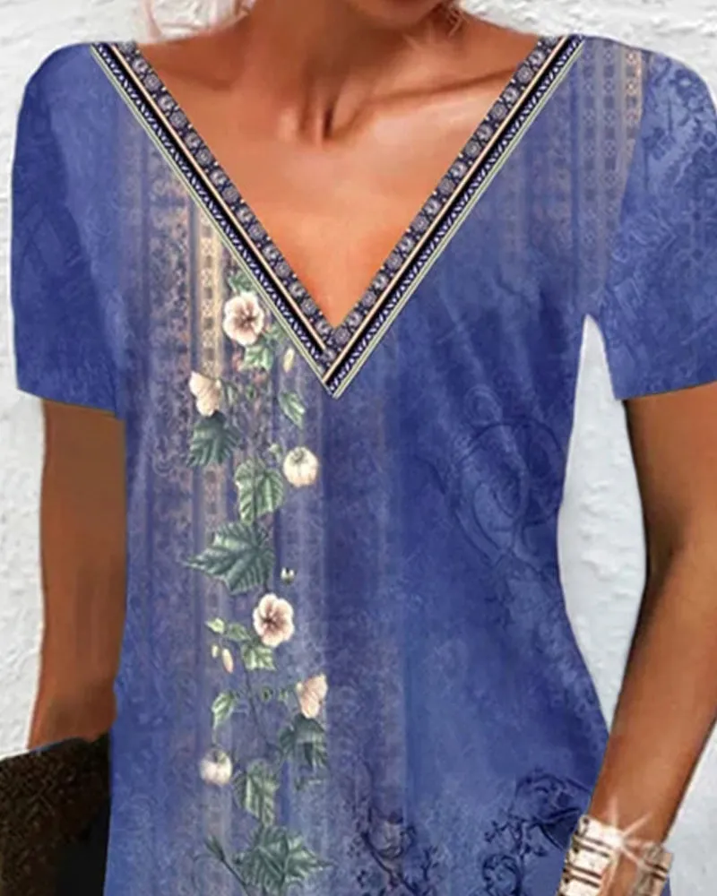 TastyHottie - Floral Print Dress with Short Sleeves
