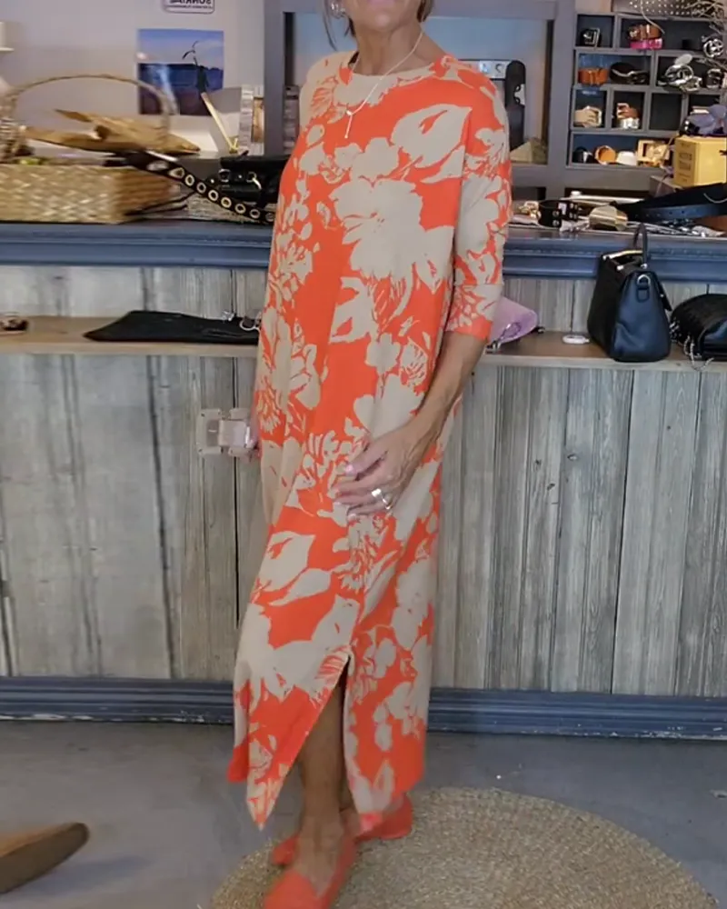 TastyHottie - Floral print side slit dress