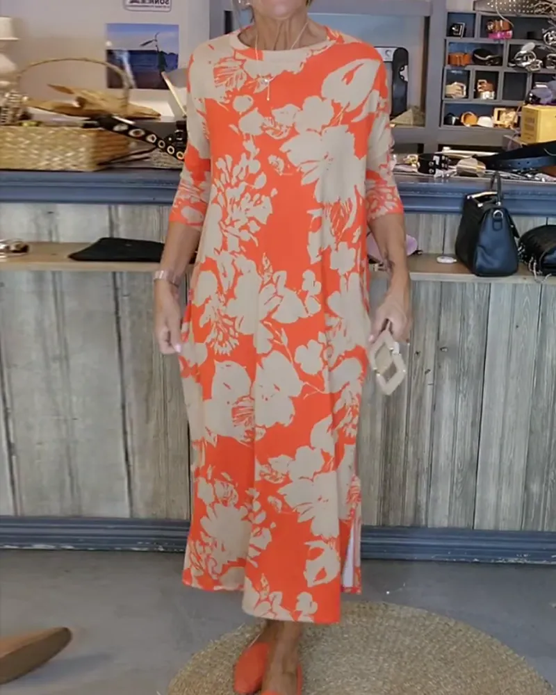 TastyHottie - Floral print side slit dress
