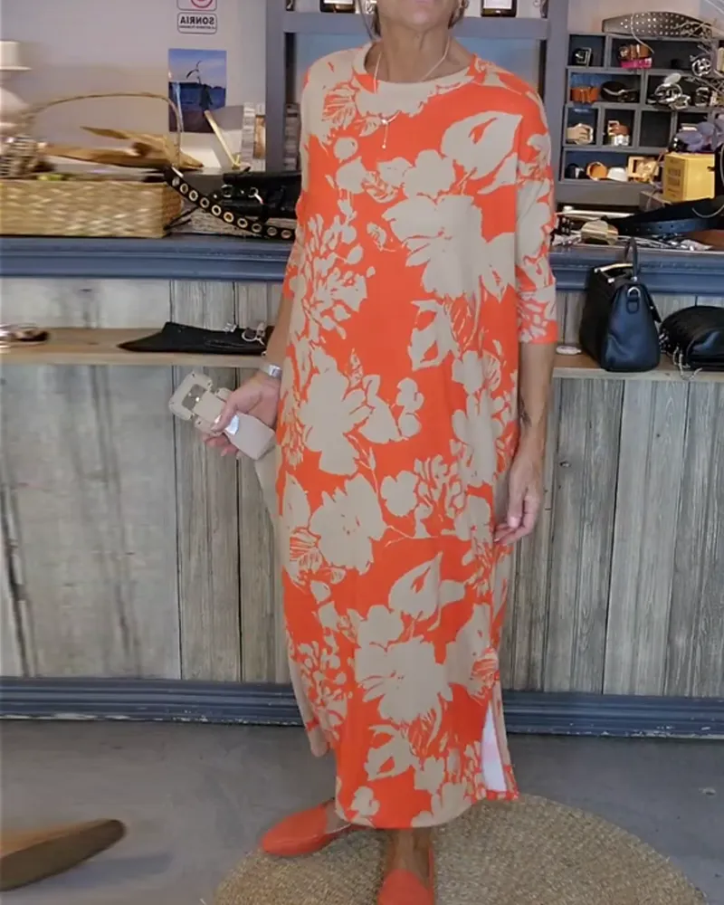 TastyHottie - Floral print side slit dress