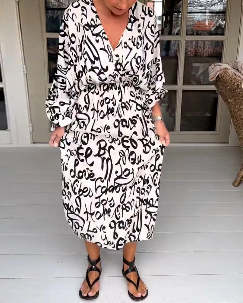 TastyHottie - Letter print v-neck dress