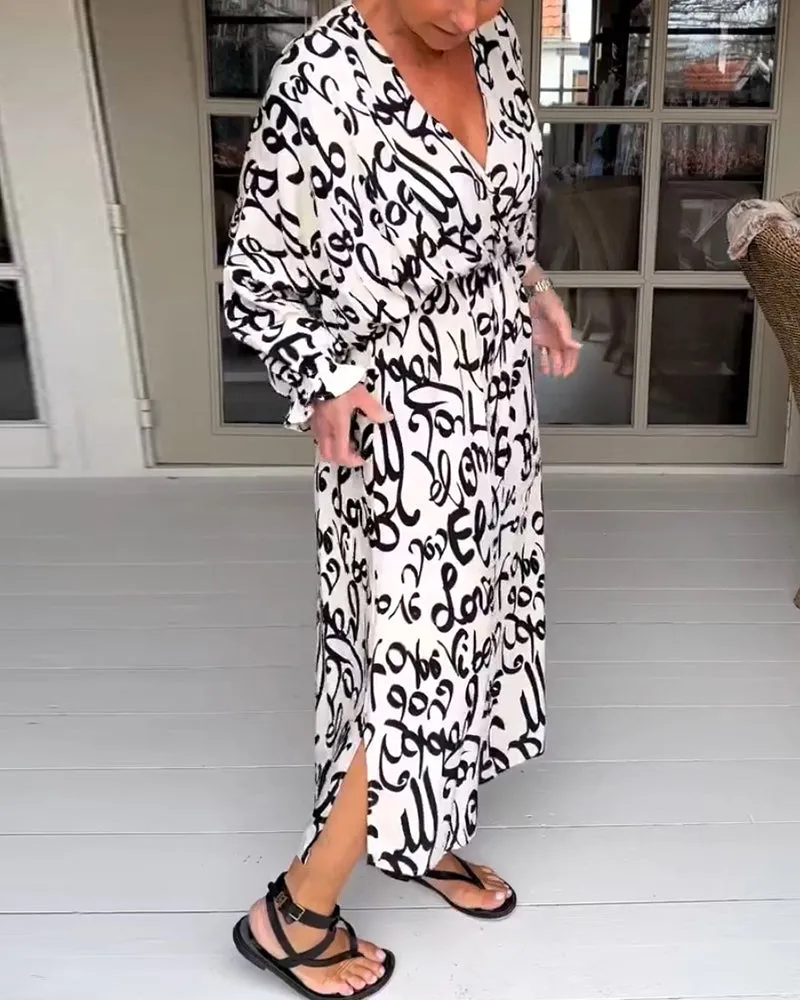 TastyHottie - Letter print v-neck dress