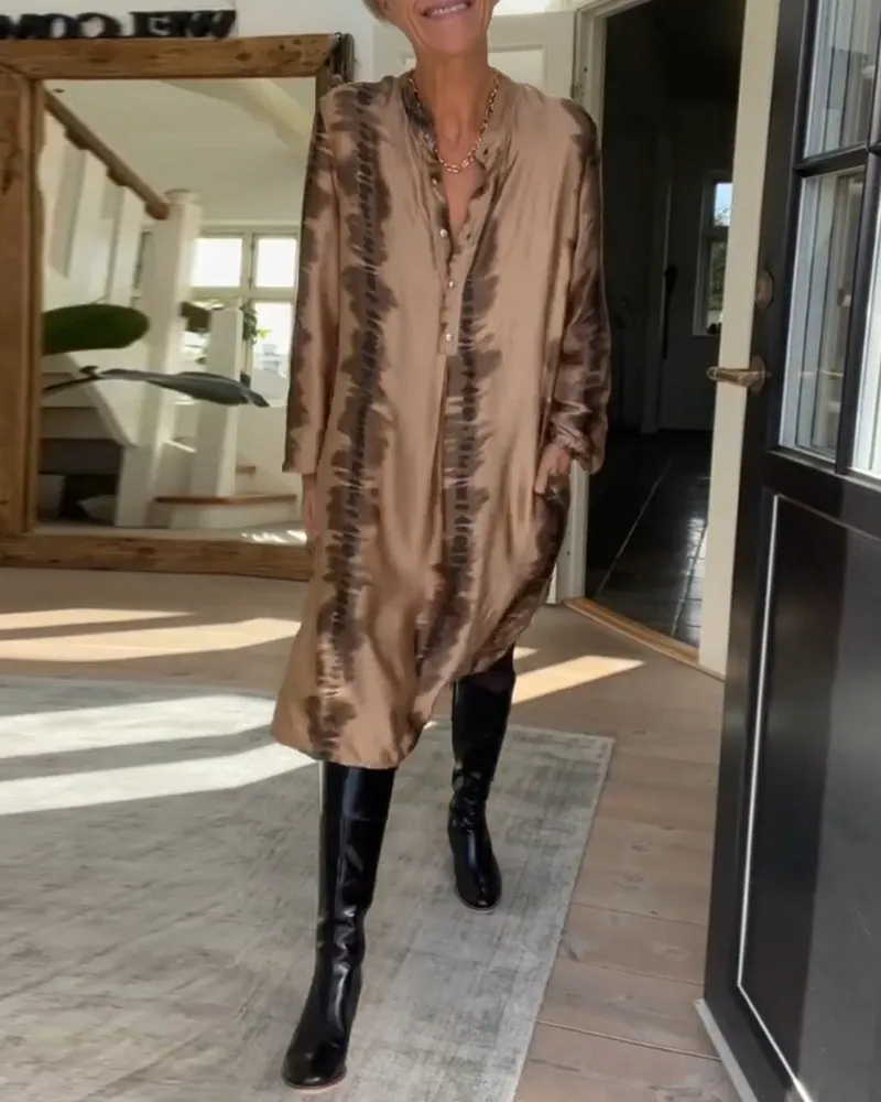 TastyHottie - Long sleeve printed button dress