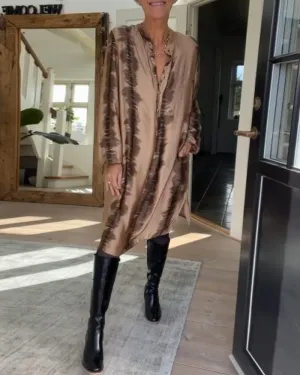 TastyHottie - Long sleeve printed button dress