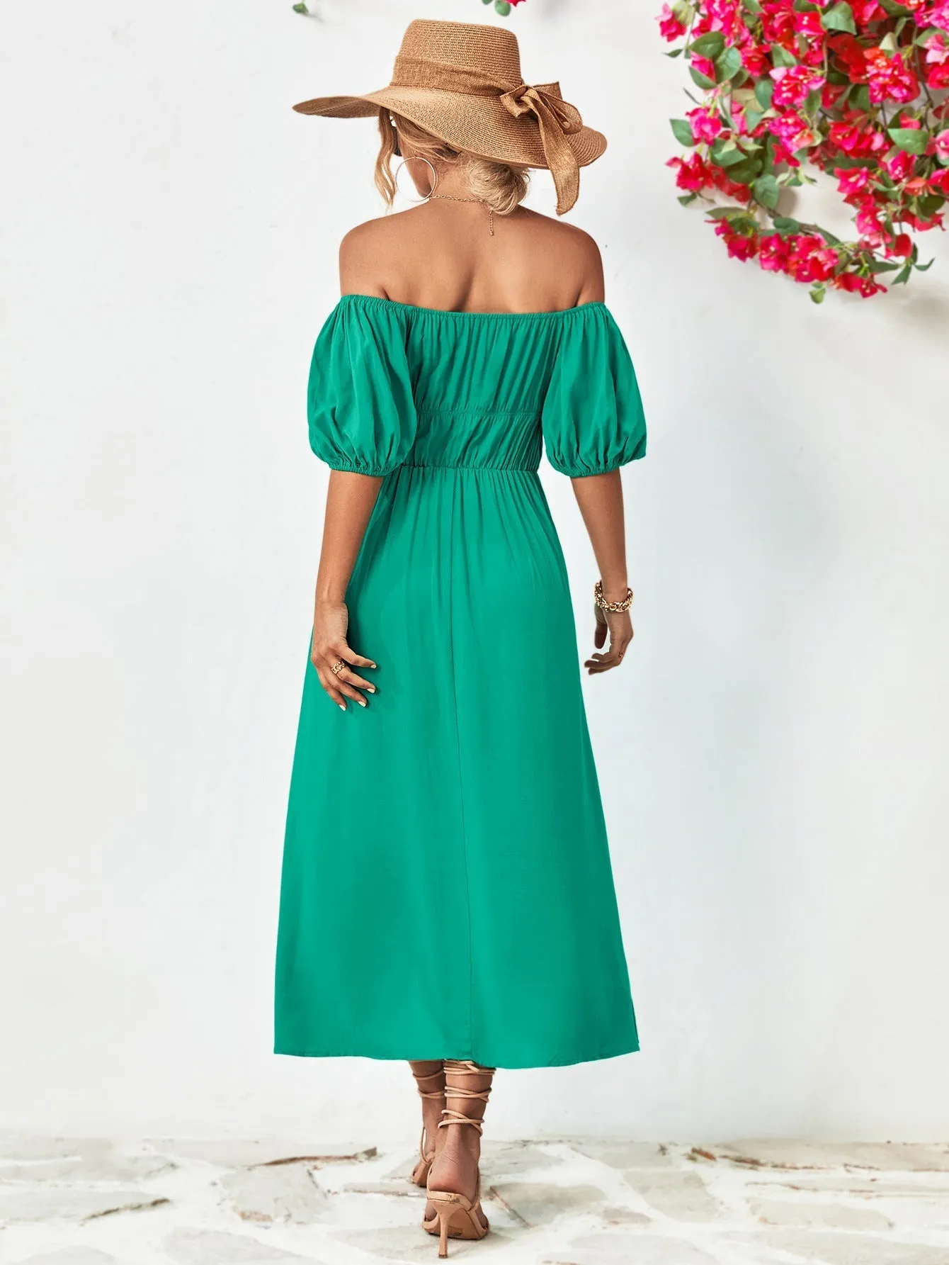 TastyHottie - Off-Shoulder Balloon Casual Sleeve Midi Dress