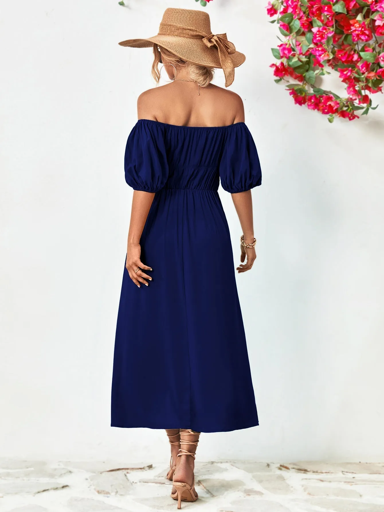 TastyHottie - Off-Shoulder Balloon Casual Sleeve Midi Dress