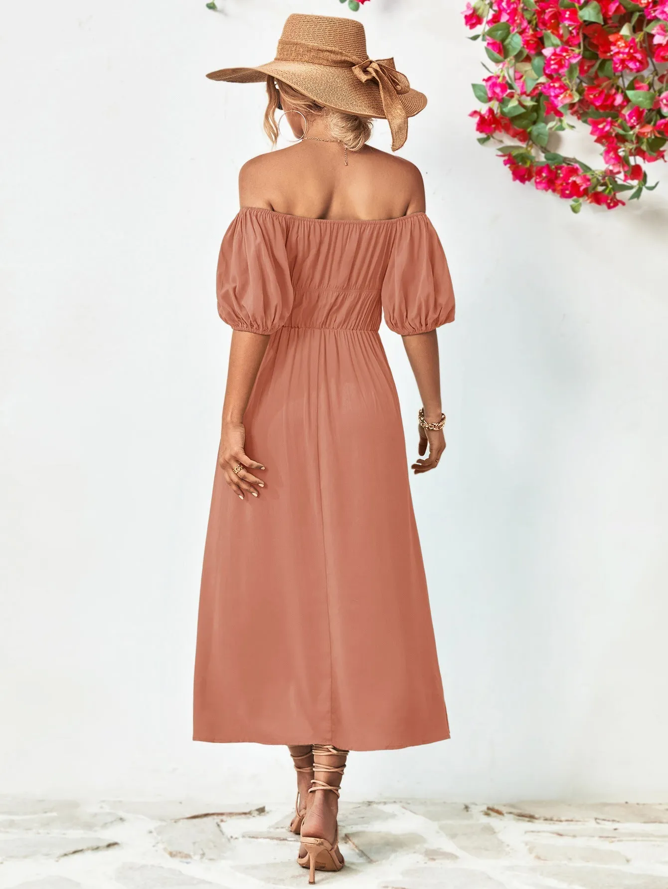 TastyHottie - Off-Shoulder Balloon Casual Sleeve Midi Dress