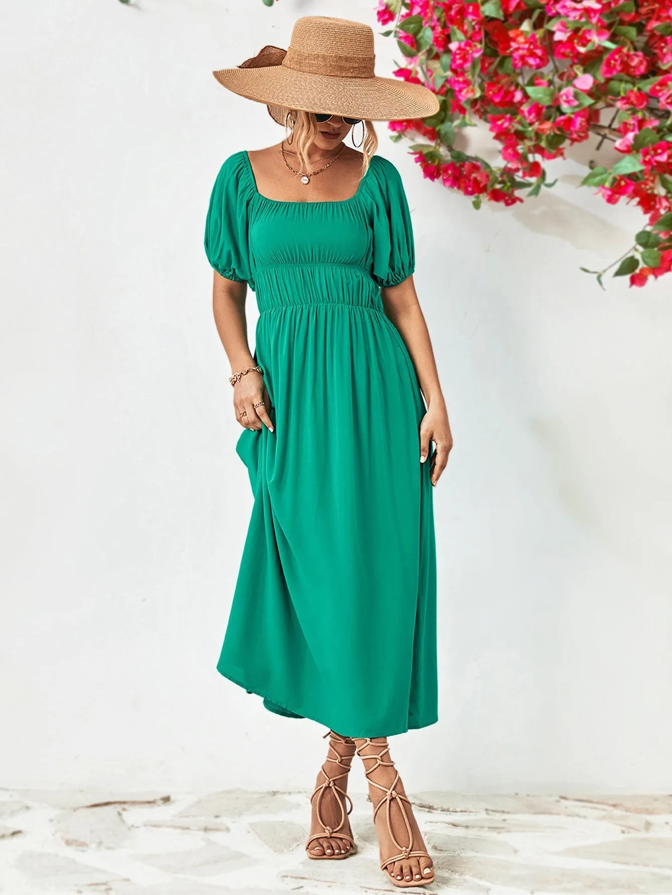 TastyHottie - Off-Shoulder Balloon Casual Sleeve Midi Dress