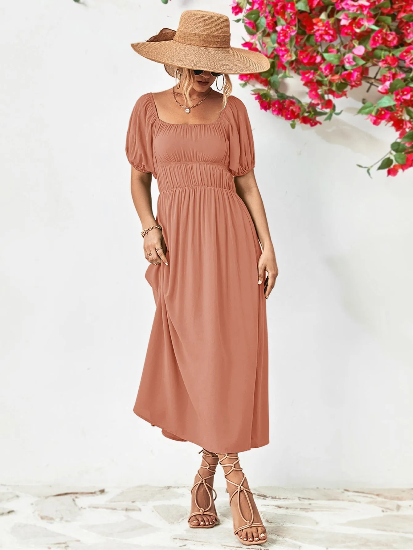 TastyHottie - Off-Shoulder Balloon Casual Sleeve Midi Dress