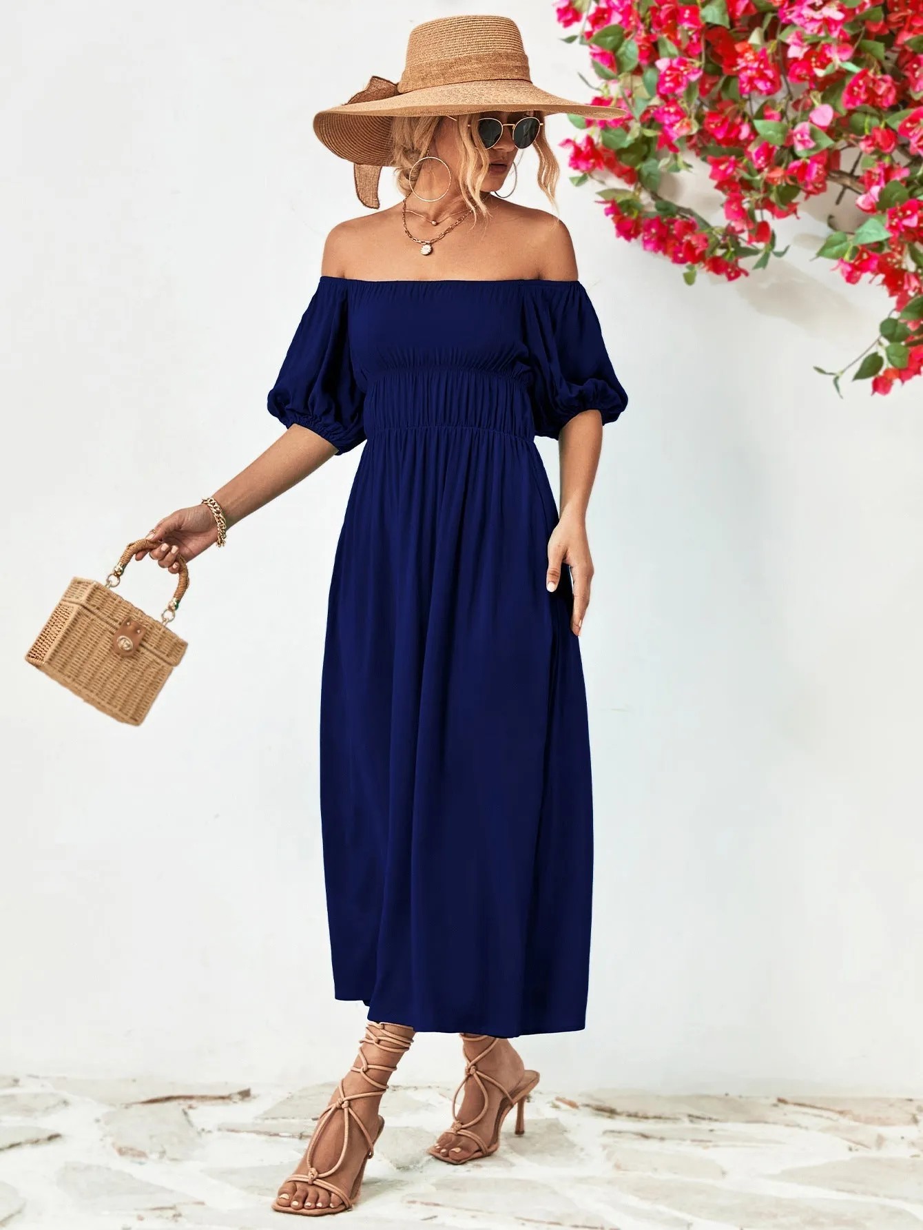 TastyHottie - Off-Shoulder Balloon Casual Sleeve Midi Dress