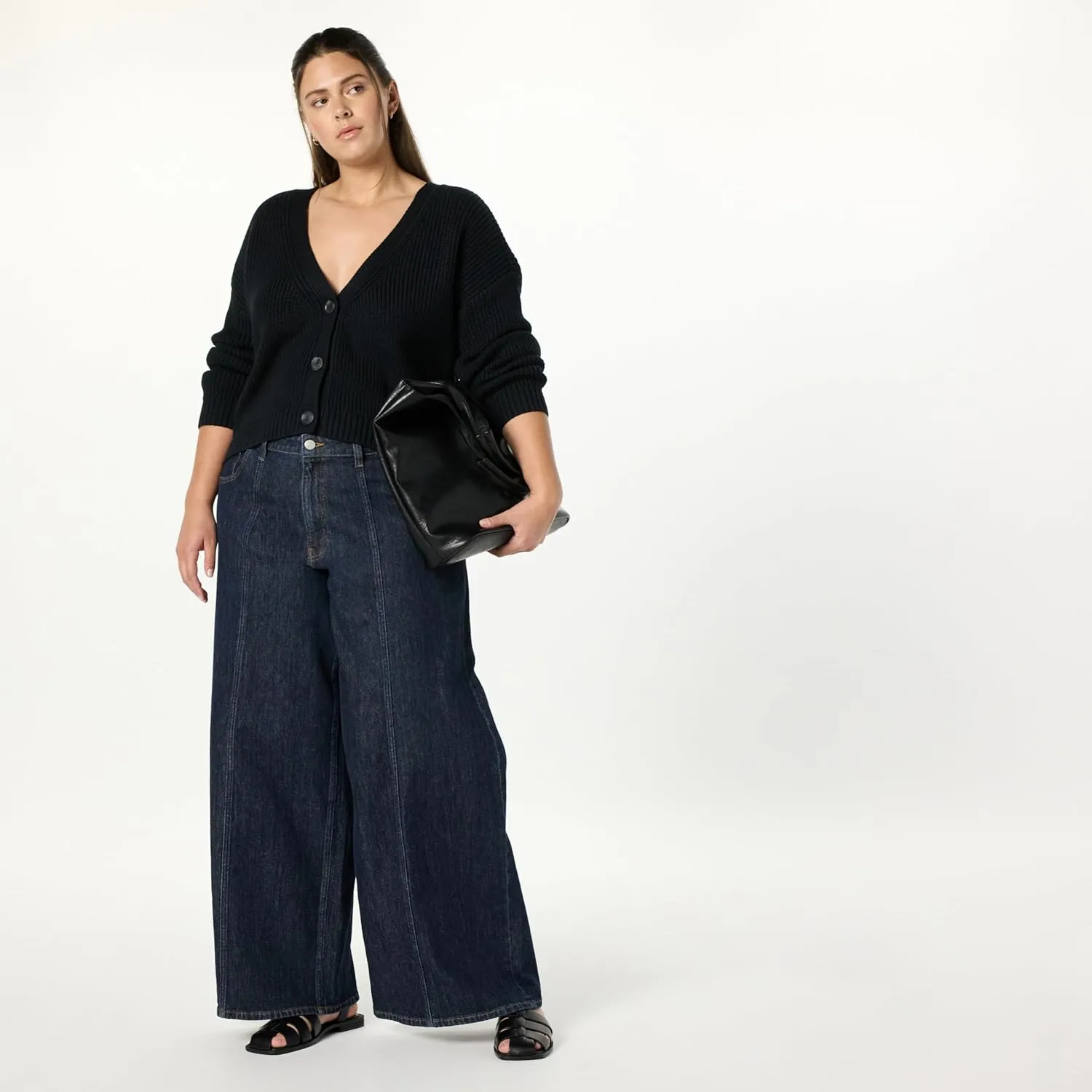 The Drop Women's Standard Sari Cropped Button-Front Cardigan