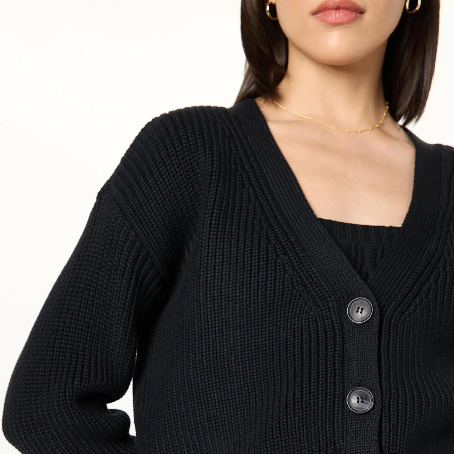 The Drop Women's Standard Sari Cropped Button-Front Cardigan