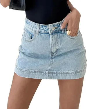 UAURORAO Denim Skort for Women High Waisted Stretchy Jean Mini Skirt Y2k Vintage Washed Denim Shorts with Pockets