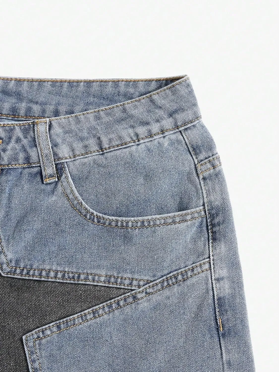 WDIRARA Men's High Waisted Button Straight Leg Denim Shorts with Pockets
