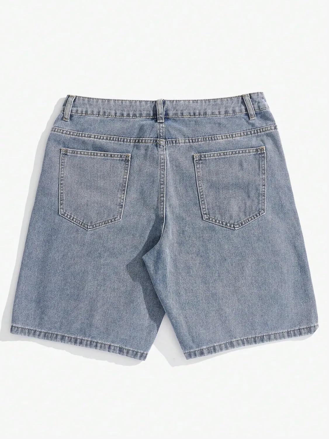 WDIRARA Men's High Waisted Button Straight Leg Denim Shorts with Pockets