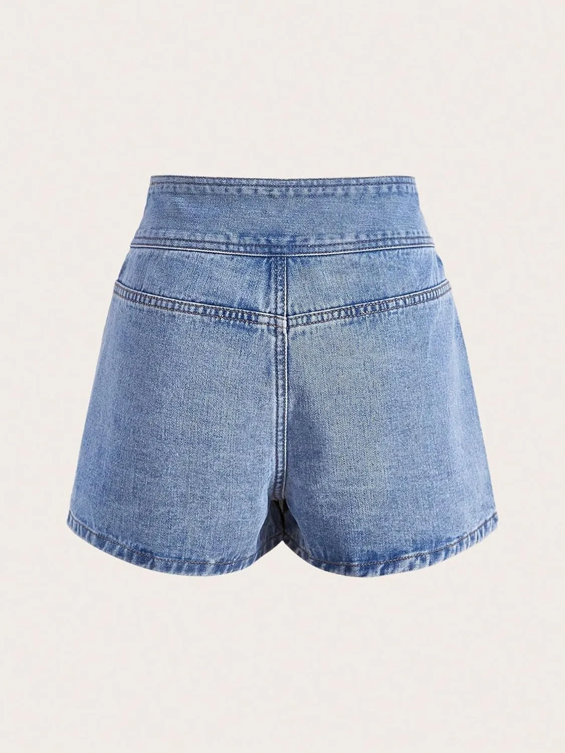 WDIRARA Women's Pleated High Waist Button Front Skort Summer Denim Shorts