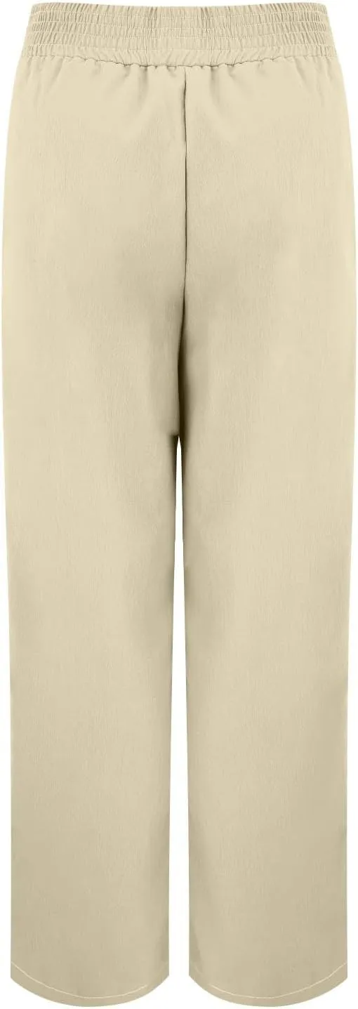 Wide Leg Palazzo Pants for Women Cotton Linen Crossover High Waisst Dressy Trousers with Pockets Lightweight Loose Yoga Pants