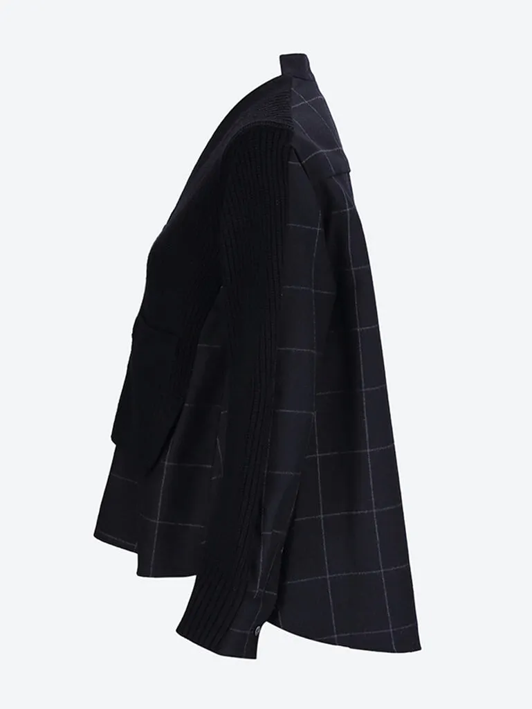 Windowpane knit cardigan