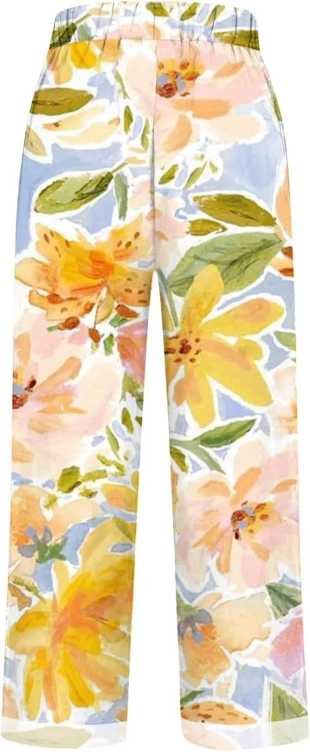 Woman Plus Linen Pants Spring Flowy Wide Leg Linen Pants for Women Women's Cotton Pants