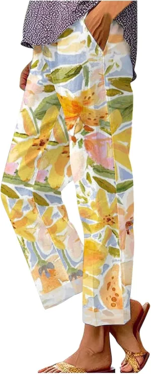 Woman Plus Linen Pants Spring Flowy Wide Leg Linen Pants for Women Women's Cotton Pants