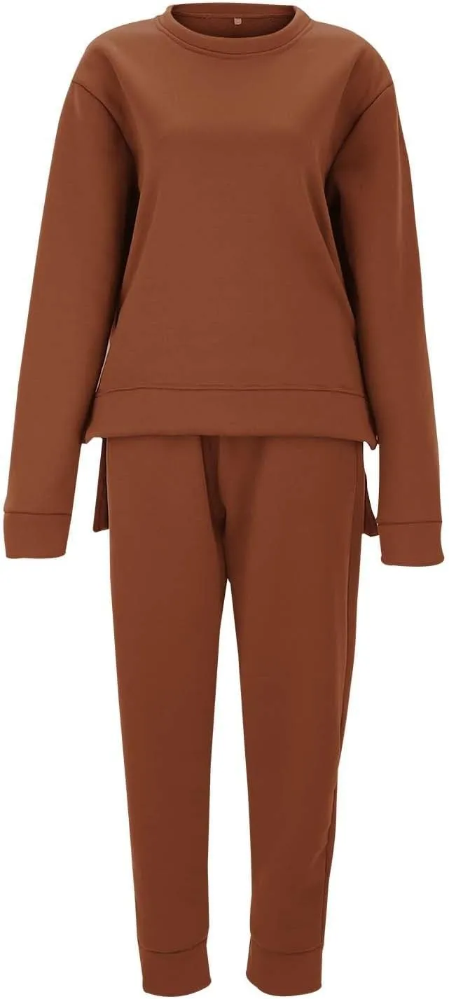 Women 2 Piece Outfits Long Sleeve V Neck Casual Dressy Sweatpants Hoodie Sweatshirt Jogger Sweatpants Outfits