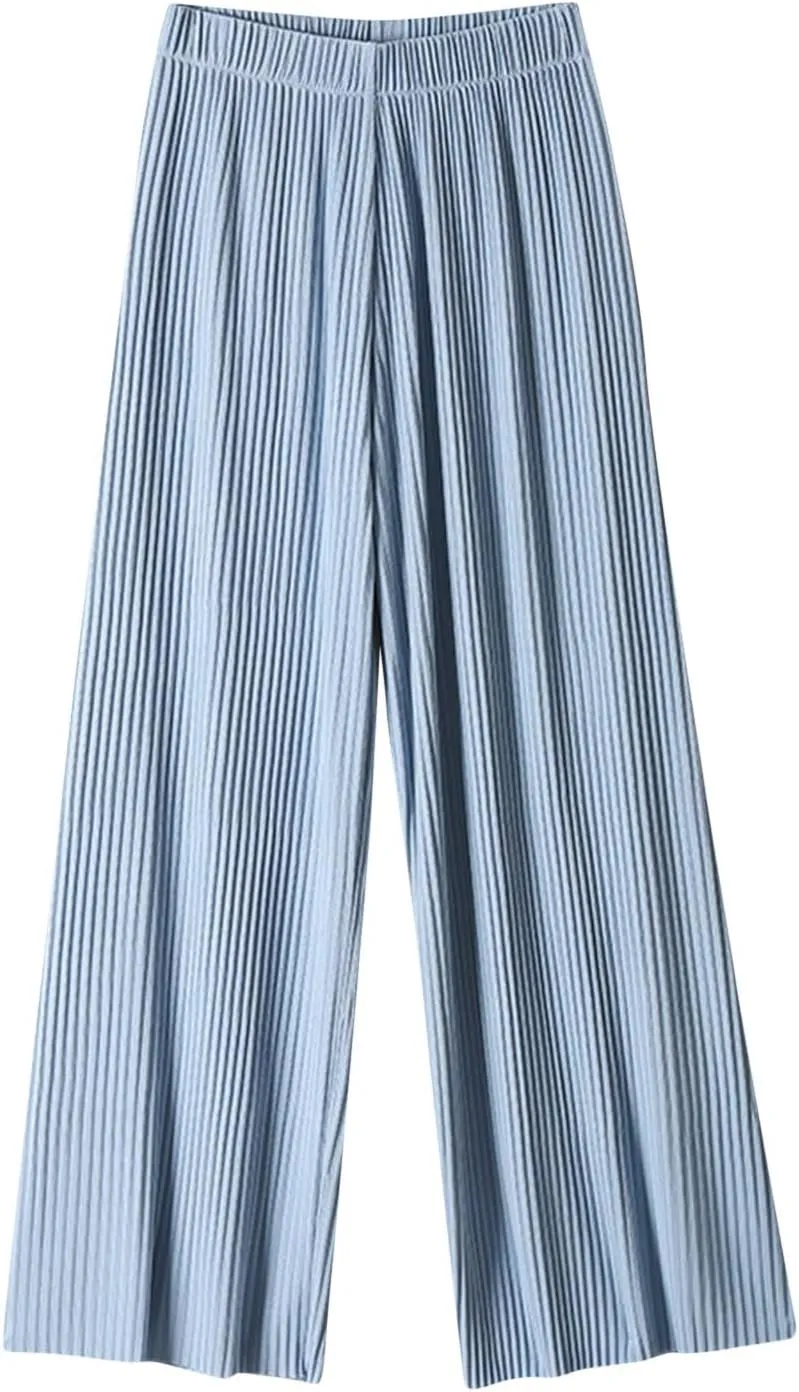 Women Ice Silk Palazzo Pants Summer Baggy Wide Leg High Waist Casual Long Trousers Jogger Pants 2024 Trendy Sweatpant