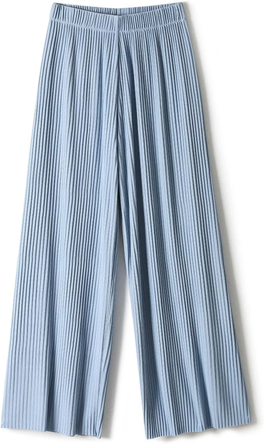 Women Ice Silk Palazzo Pants Summer Baggy Wide Leg High Waist Casual Long Trousers Jogger Pants 2024 Trendy Sweatpant