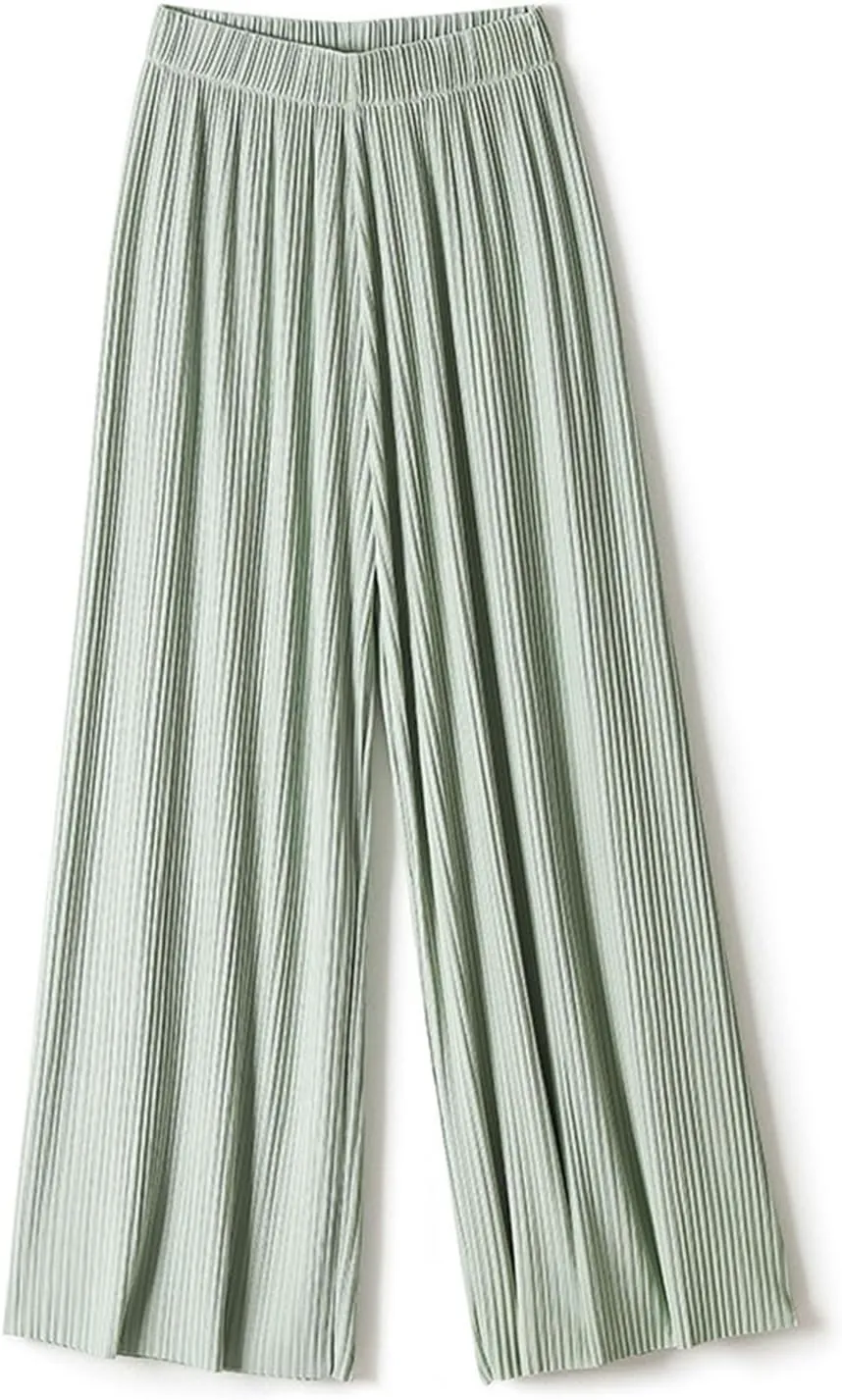 Women Ice Silk Palazzo Pants Summer Baggy Wide Leg High Waist Casual Long Trousers Jogger Pants 2024 Trendy Sweatpant