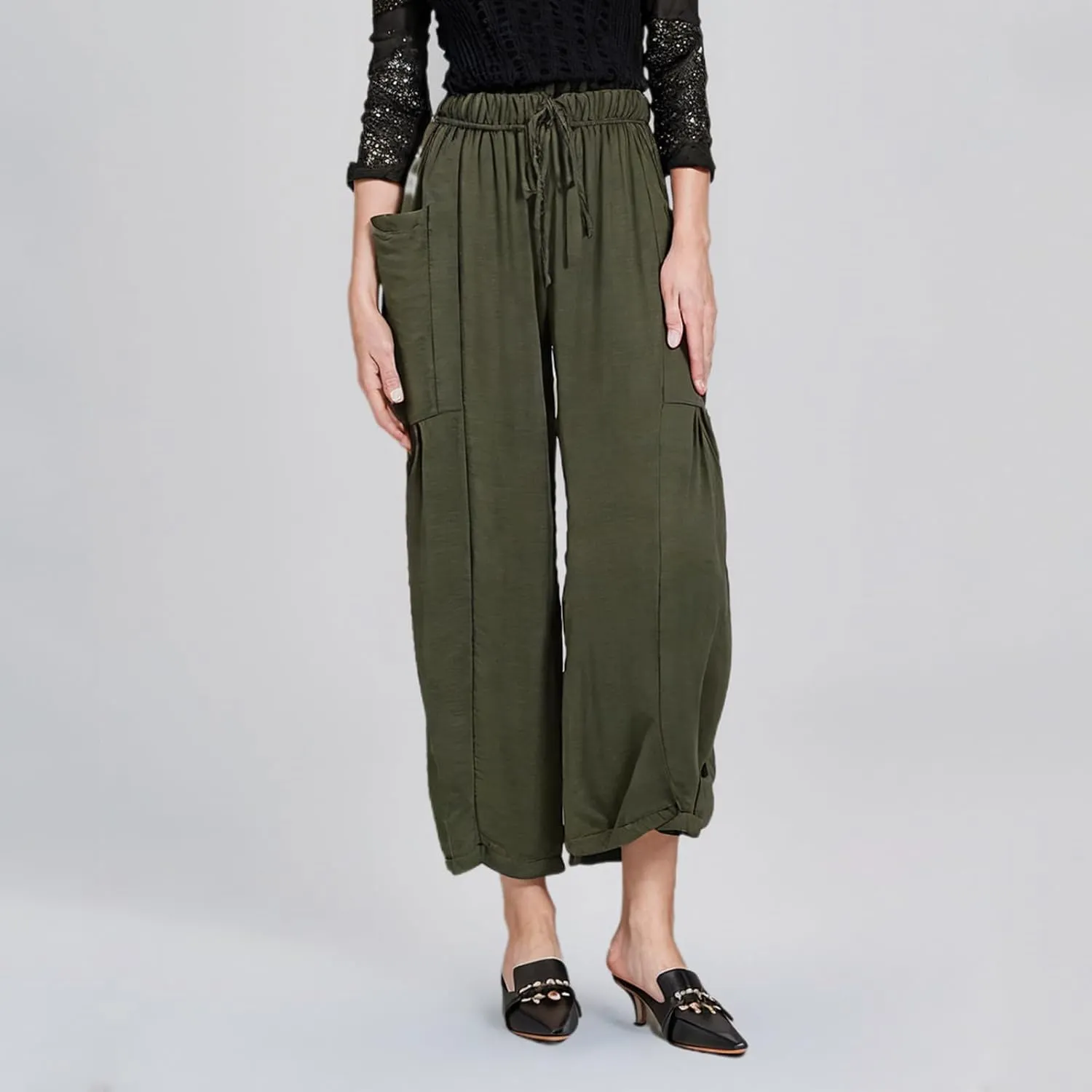 Women Linen Baggy Harem Pants Summer Drawstring Casual Beach Pant 2025 Vacation Wide Leg Lounge Trousers with Pockets