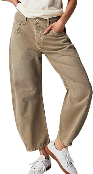 Women Linen Blend Summer Split Flowy Pants High Waist Wide Leg Slim Fit Trousers Work Business