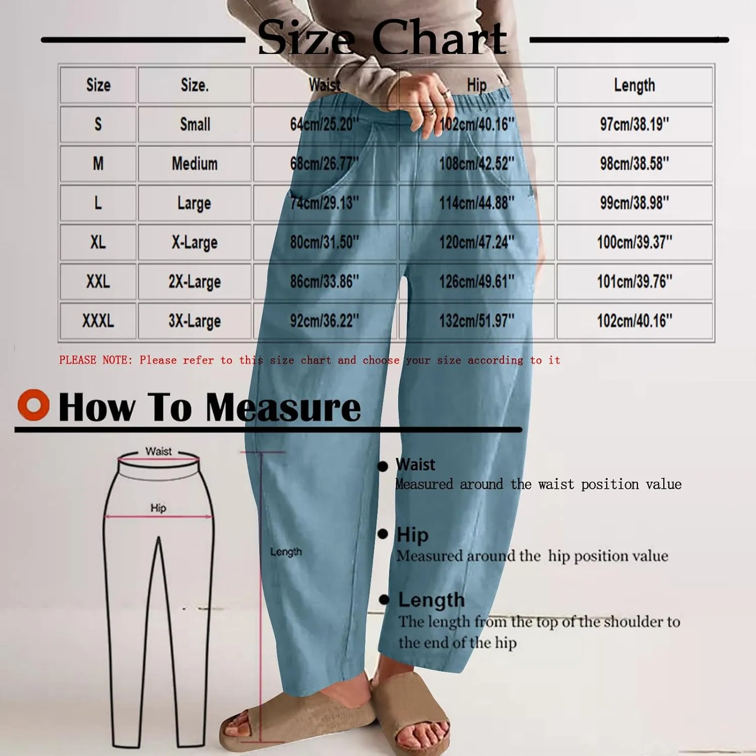 Women Linen Pants Elastic Waisted Beach Pants for Women Baggy Casual Wide Leg Palazzo Harem Trousers with Pockets