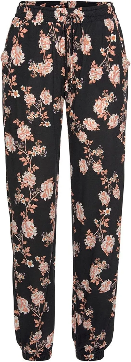 Women Wide Leg High Waist Drawstring Palazzo Pants Casual Summer Flowy Boho Beach Harem Slacks Printed Linen Trousers