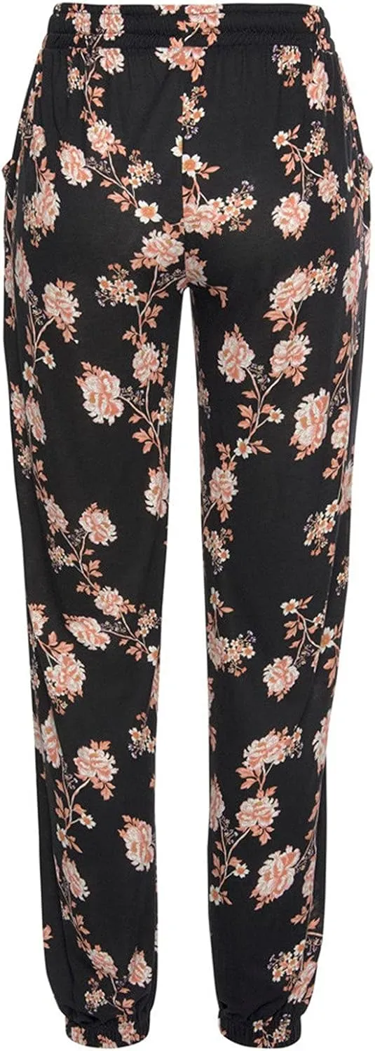 Women Wide Leg High Waist Drawstring Palazzo Pants Casual Summer Flowy Boho Beach Harem Slacks Printed Linen Trousers